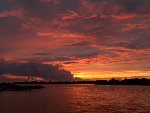 sunset river landscape clouds sky