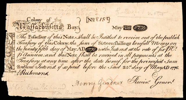 Paul Revere Engraved May 25, 1775 note