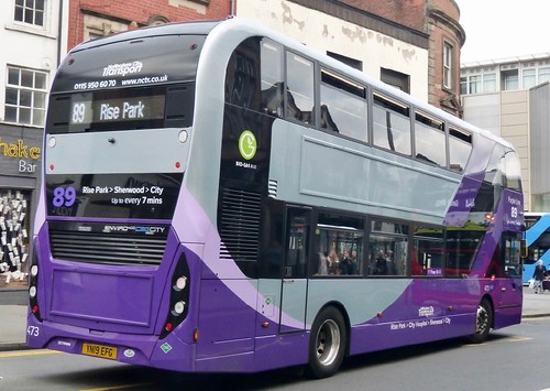 YN19 EFG ‘Nottingham City Transport’ No. 473 ‘Purple line 89’. Scania N280UD / Alexander Dennis Ltd. Enviro 400CBG City  on Dennis Basford’s railsroadsrunways.blogspot.co.uk’