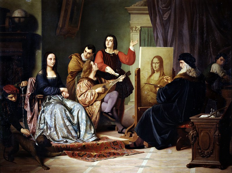 Cesare Maccari (1840-1919) - Leonardo pintando la Mona Lisa (1863)