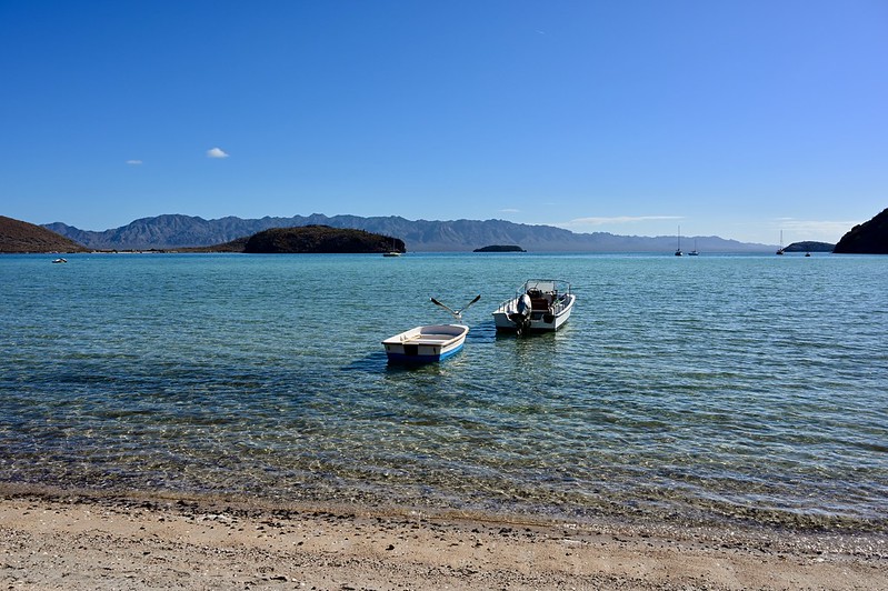 Boats on the quiet bay in Posada Concepción