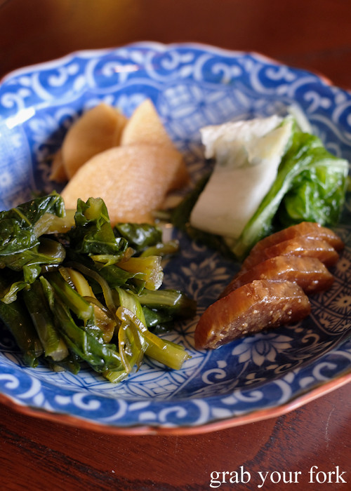 Tsukemonomori pickled vegetables at Sasa soba restaurant in Karuizawa featured in Terrace House Opening New Doors