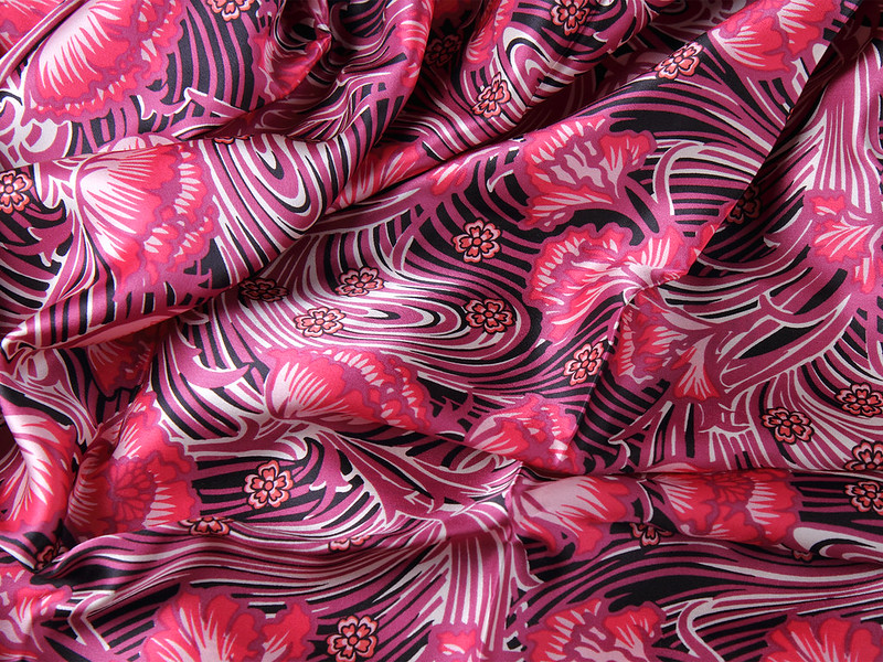 Liberty print silk satin fabric