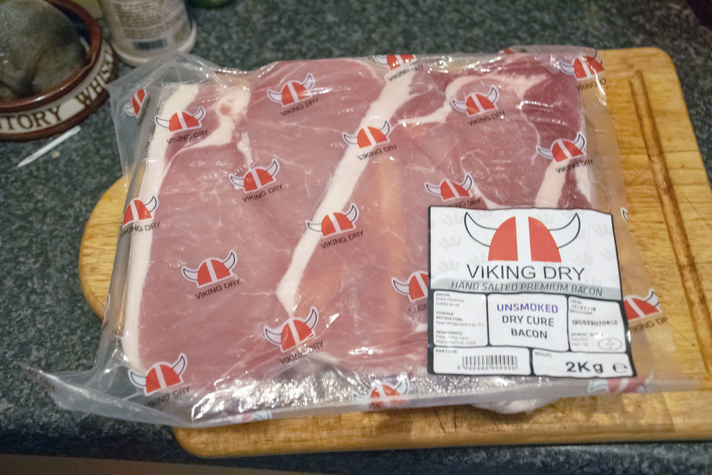 DSC_2355 Food from City of London Smithfield Meat Market Viking Dry Hand Salted Premium Unsmoked Dry Cure Bacon from the EU but Cured in the UK