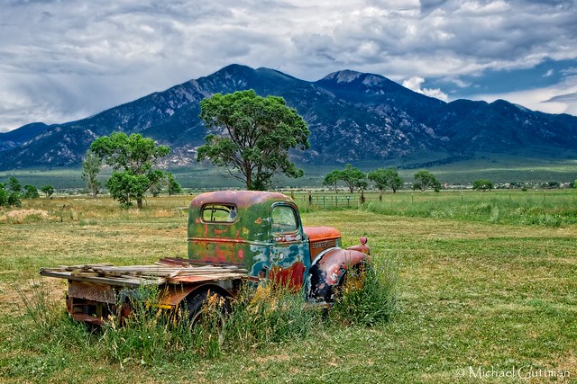 Old GMC Truck with Taos Mountain in the Background