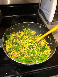 Fresh Herbs With Corn, Asparagus, and Chickpeas Recipe