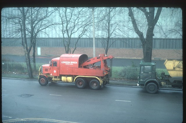 Scammell maybe? Heavy Recovery Lorry and 1975 Leyland Lynx Skip Lorry