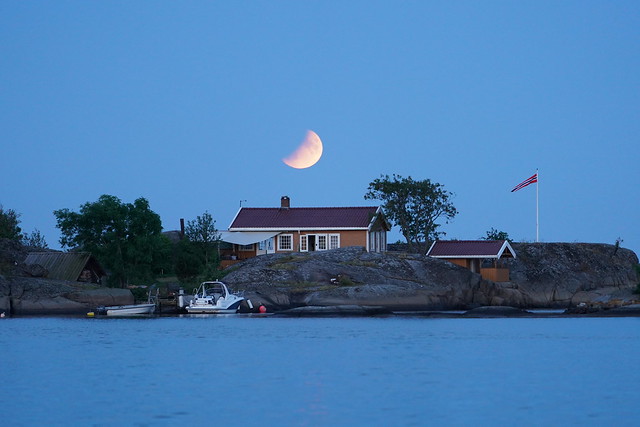 Partial lunar eclipse at the Oslofjord