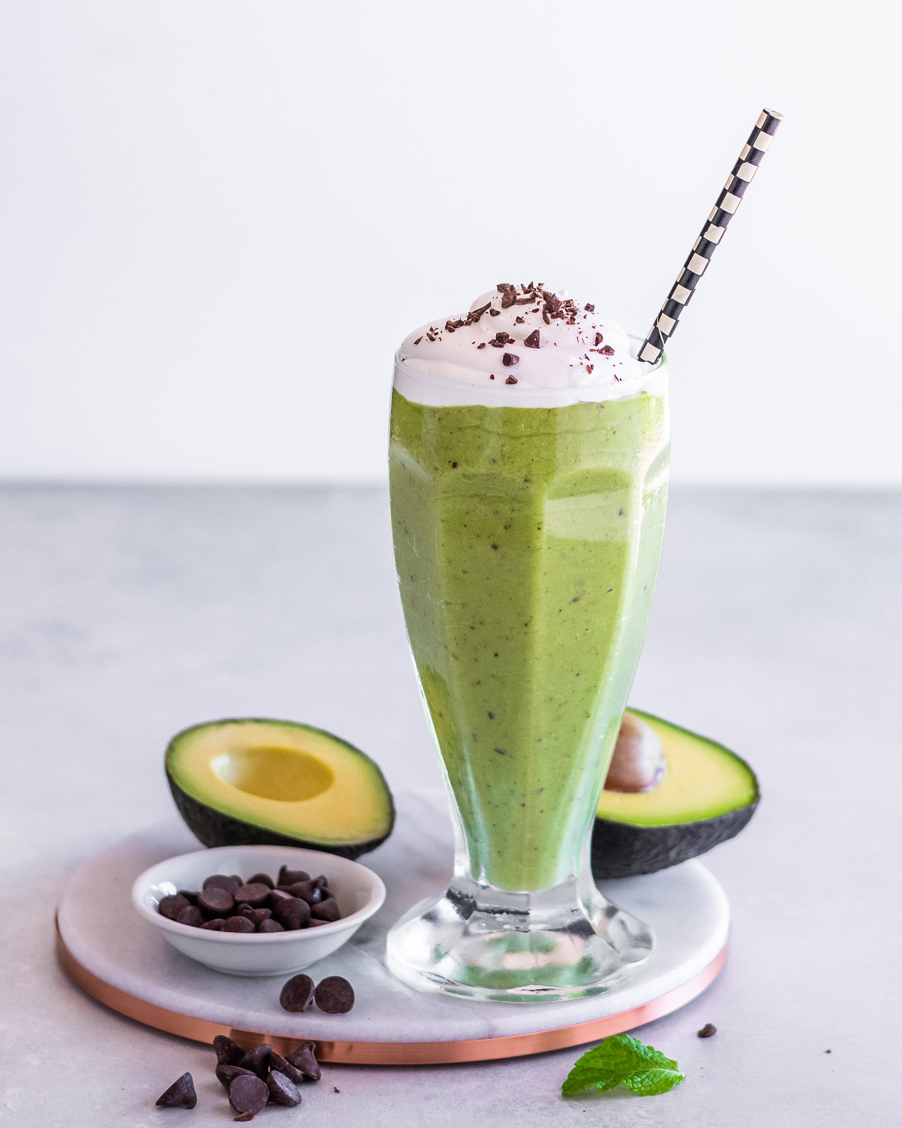 vegan mint chip avocado milkshake