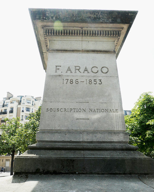 Plinth of the destroyed Arago statue, Boulevard Arago at Place de l'Ile de Seine, Paris 14th arr