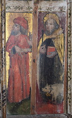 Westhall screen: Elijah at the Transfiguration and St Anthony of Egypt with his belled pig