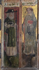 Westhall screen: St James with pilgrim staff and hat and St Leonard with fetters and chain
