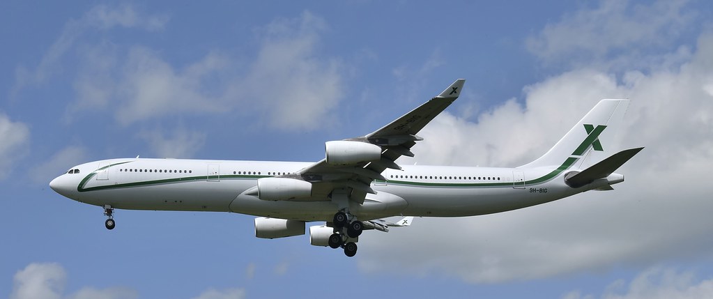 Air X Charter Airbus A340-313X 9H-BIG approaching Teesside International