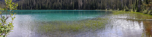 Panorama of the seagreen glacial Lower Joffre Lake on the Duffey Lake Road (Hwy 99), BC, Canada