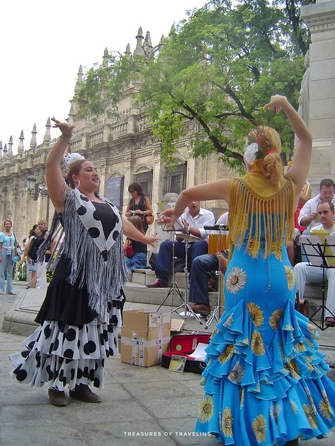 Seville is a popular southern Spanish city to view traditional flamenco dancing. You can catch nightly passionate performances of the art form throughout many parts of the city including the Triana Neighborhood or the central part of the city in plazas. C