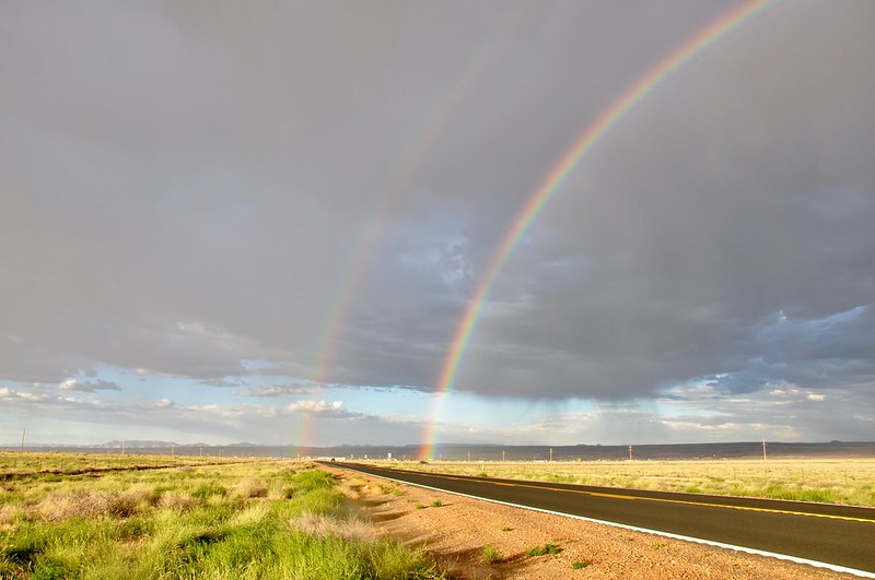 Monsoon Season Double Rainbow Near Many Farms! ~ Navajo Nation