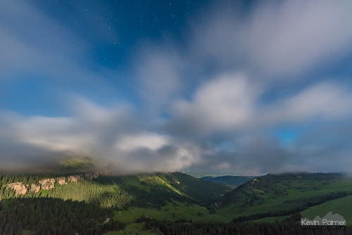 bighornmountains bighornnationalforest wyoming freezeoutpoint july summer nikond750 evening sigma14mmf18 night sky stars starry moonlight moonlit blue clouds fog foggy scenic view overlook