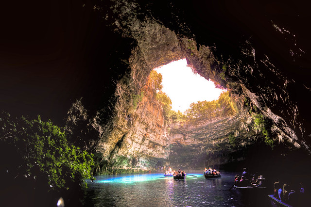 Melissani Cave on the island of Kefalonia, Greece