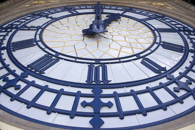 Newly restored North Dial with temporary hands - Big Ben and the Elizabeth Tower