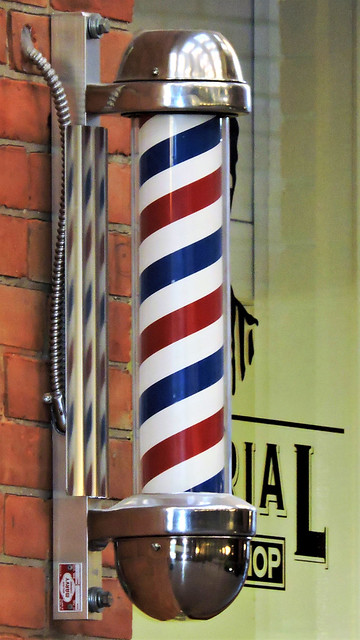 Barber pole at the Imperial Barber Shop