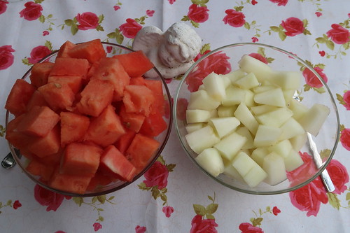 Wassermelone und Honigmelone (Sorte: Snowball)
