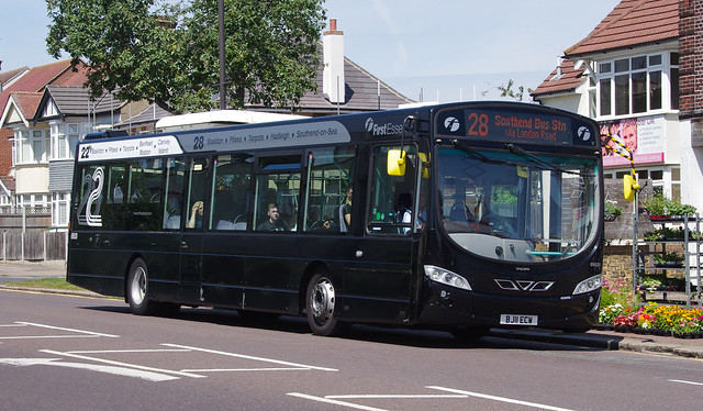 First Essex (Hadleigh) Volvo B7RLE / Wright Eclipse Urban 2 69520, BJ11 ECW, one of the last 2 to remain in route-branded black ex-Chelmsford Park & Ride livery