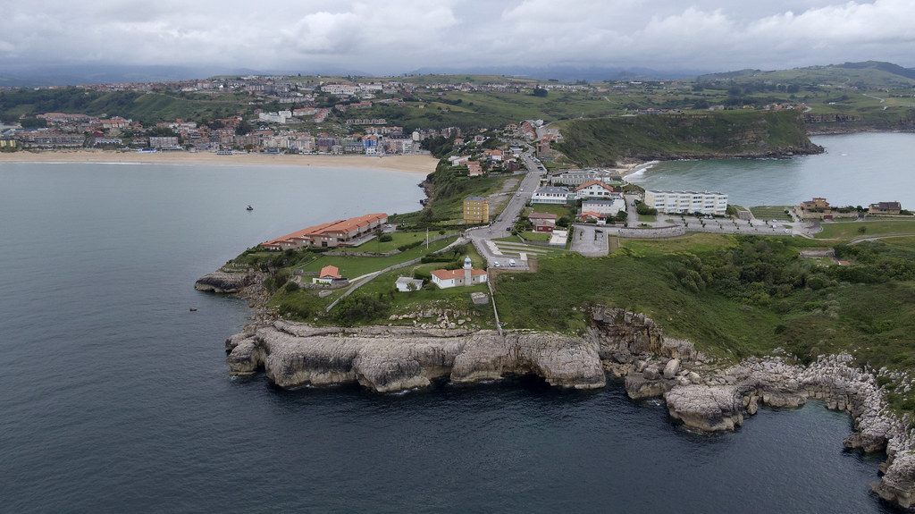 Suances lighthouse - Cantabria Spain aerial image