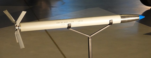 The Mighty Mouse: a Mk 4 Folding-Fin Aerial Rocket (FFAR) on display at the Steven F. Udvar-Hazy Center in Virginia (photo: Wikimedia Commons)