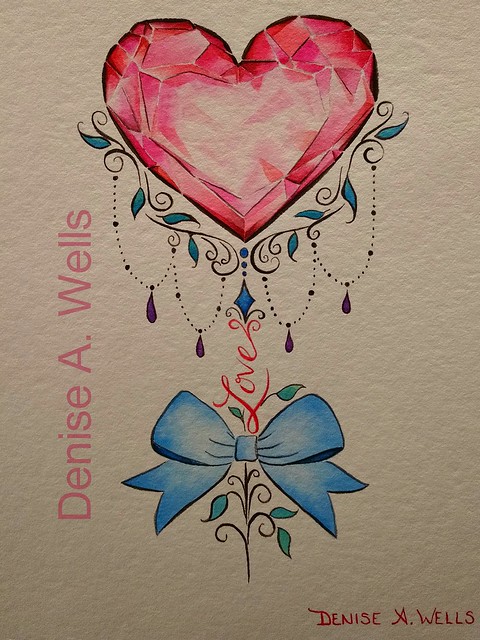 Watercolor tattoo design by Denise A. Wells