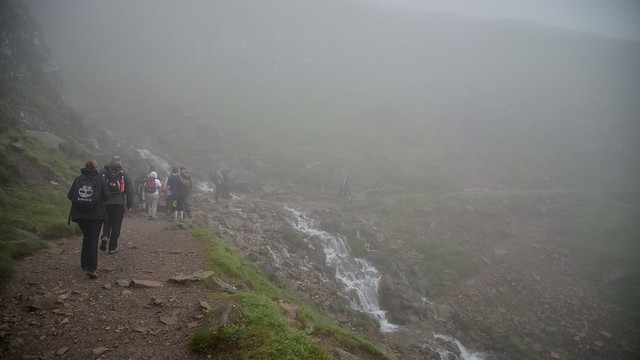 We start to enter the clouds of Ben Nevis Scotland