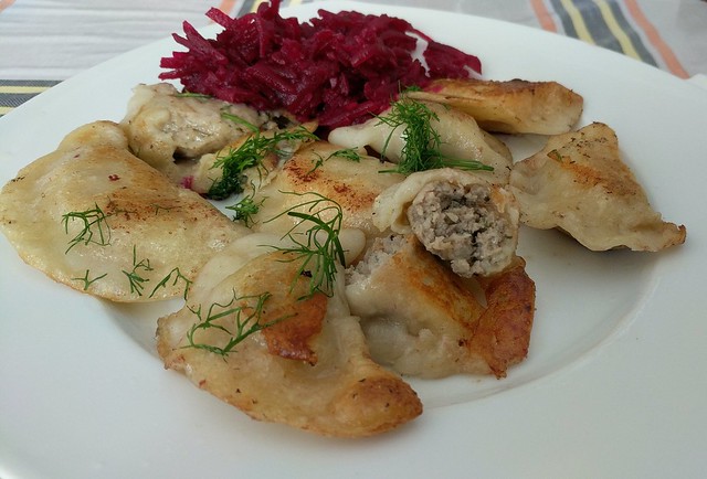 Polish pierogi with meat