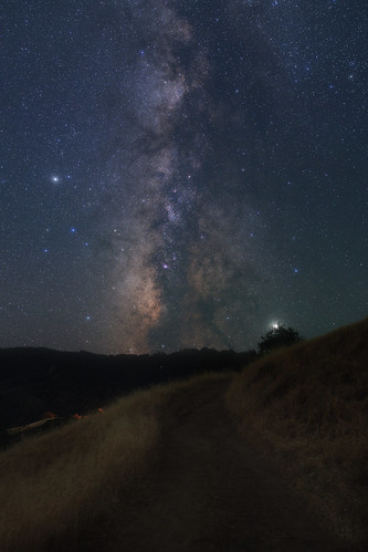milkyway stars saturn jupiter landscape road lakesonoma sonomacounty night sky california