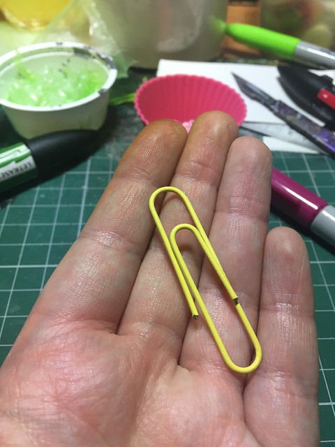 Miniature salad tutorial - Using plastic bags, vinyl gloves, markers, plastic tubing, hot glue sticks, beads, plastic covered paper clips, a bit of paint and some sellotape.