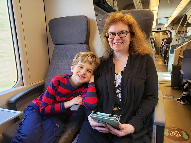 Everett & Mommy On The Train To Milan