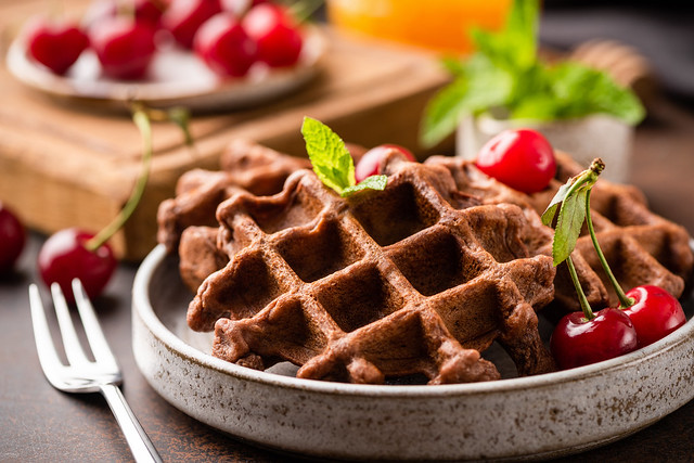 Chocolate Waffles With Berries