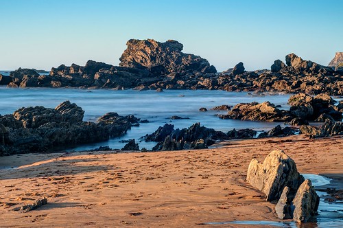 asturias verdicio gozón mar cantábrico costa playa arena atardecer rocas sea beach sunset rocks sand longexposure