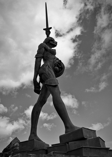 england unitedkingdom statue damienhirst verity art ilfracombe olympus omd em10markii 12100 blackandwhite bw clouds devon