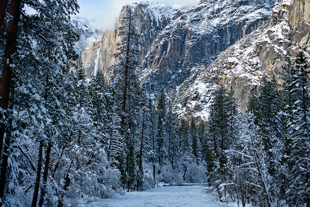 Yosemite Falls and Frozen Merced River - Yosemite in the Winter - Feb 2019