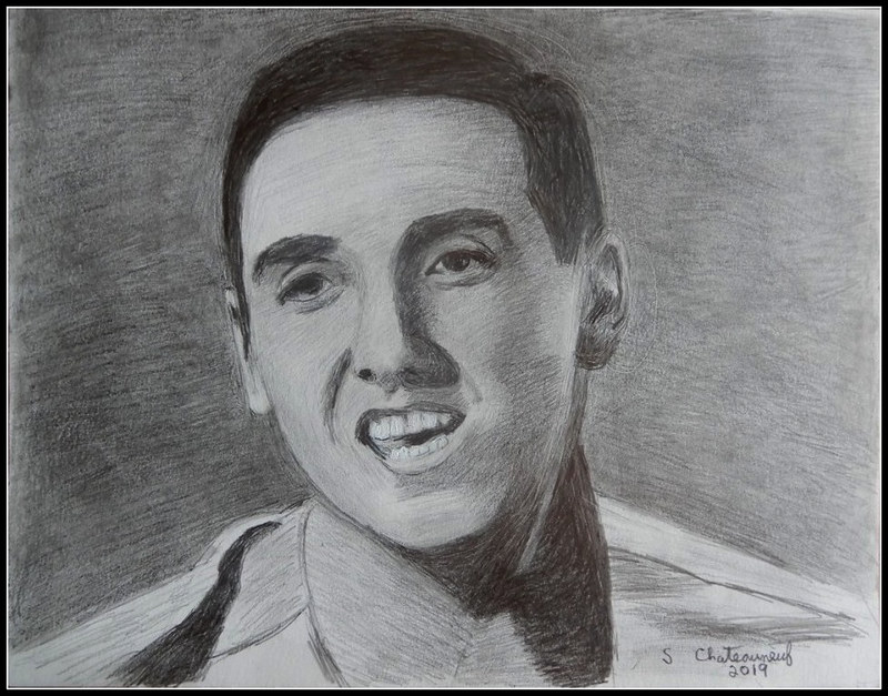 Jim Nabors - Black & White Pencil Drawing  by STEVEN CHATEAUNEUF 2019