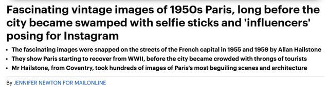 Daily Mail article on my old Paris photos.