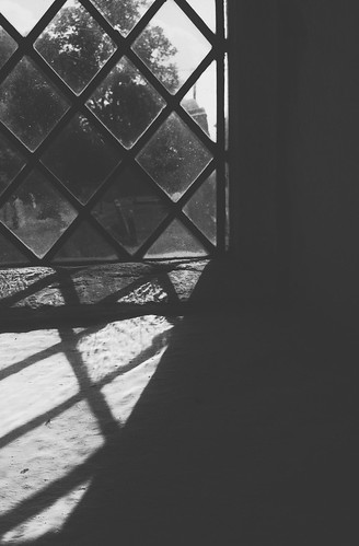 bw blackandwhite monochrome mono dark light view inside graveyard churchyard lead glass church window