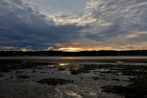wales uk sunset sonnenuntergang clouds low tide wolken water wasser