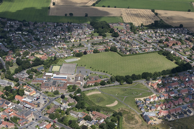 Aerial view of Stalham High School in Norfolk UK