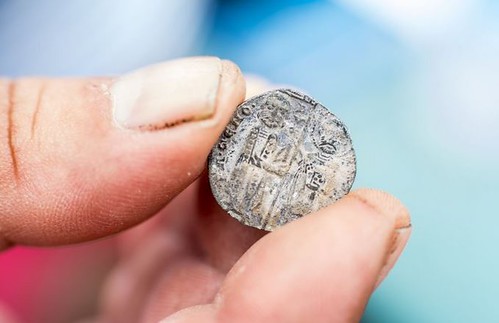 Medieval Venetian Silver Coin Find hand