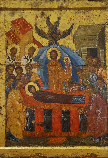The Dormition of the Mother of God, from the Church Feast Tier (the Cathedral of St.Sophia), c. 1341