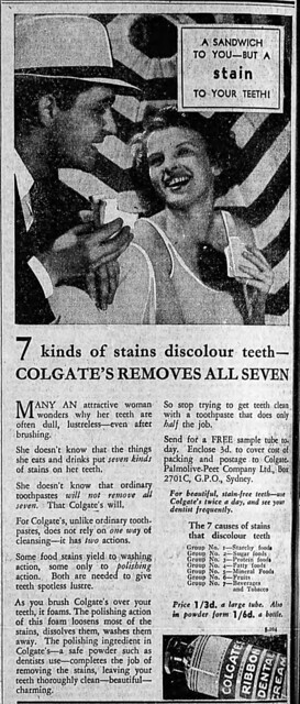 1934 advertisement for Colgate toothpaste