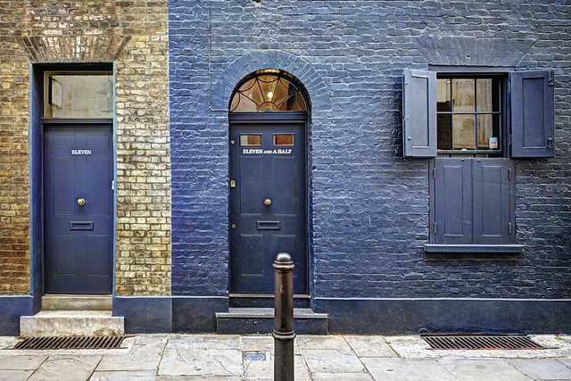 UK London - street front facades in East London - Fournier, Wilkes, Princelet St., Spitalfields