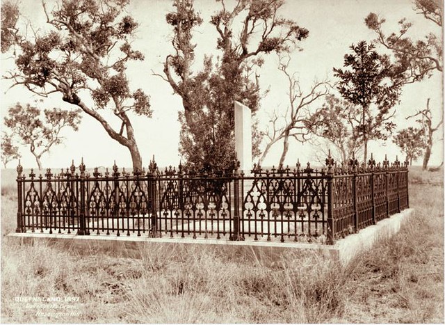 Davenport's grave at Headington Hill with broken pillar and cast iron fence, 1897