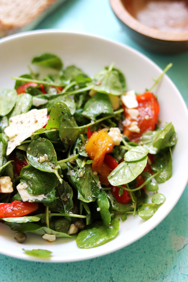 Marinated Sweet Pepper Salad with Basil, Capers, and Pecorino