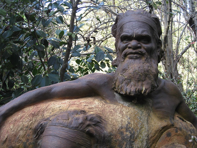 Detail of a William Ricketts Statue of Aboriginal Elders  - the Forest Glade Gardens; Mount Macedon Road, Mount Macedon